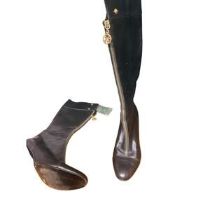 KNEE-HIGH BELLOFATTO BOOTS, BLACK CALFSKIN size 9B